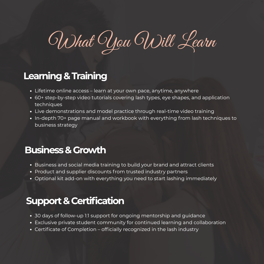 LASH EXTENSIONS MASTERY ONLINE