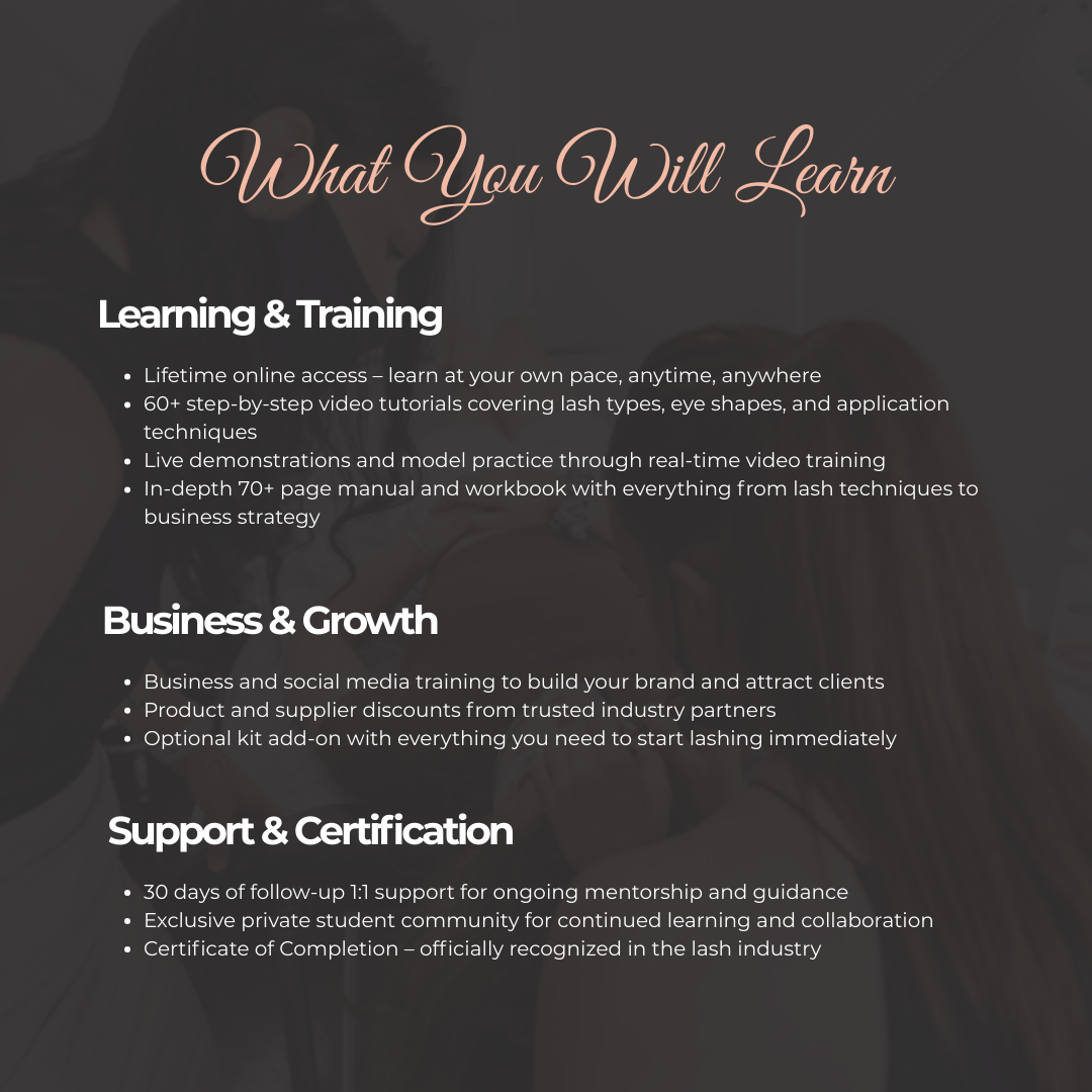 LASH EXTENSIONS MASTERY ONLINE